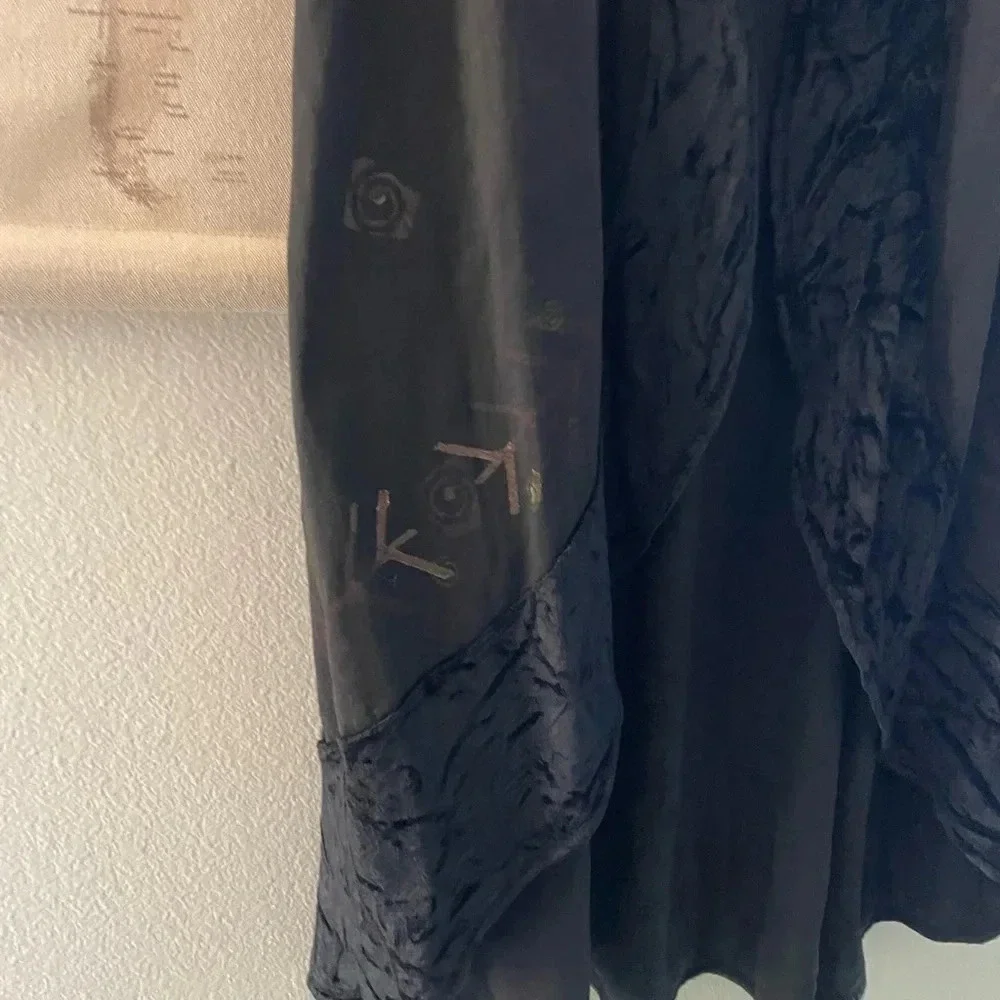 Blue Fish Hand Printed Duster Velvet Trim, Hem Organic Cotton Size 1 USA - Picture 2 of 16